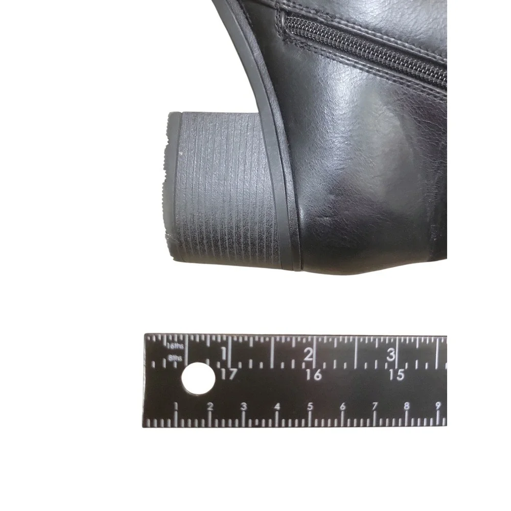 BaretrapsChristine Womens 10M Black Ankle Boots Block Heel Buckle Career‎ Casual